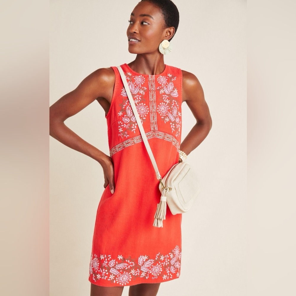 Anthropologie Aiko Embroidered Shift Dress